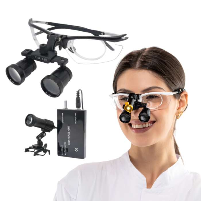 Loupe X2 - Lentilles 2,5x et 3,5x et Lampe Frontale Rechargeable de 5 Watts