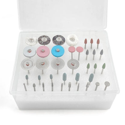 Kit de polissage et finition pour prothèses avec 38 pièces