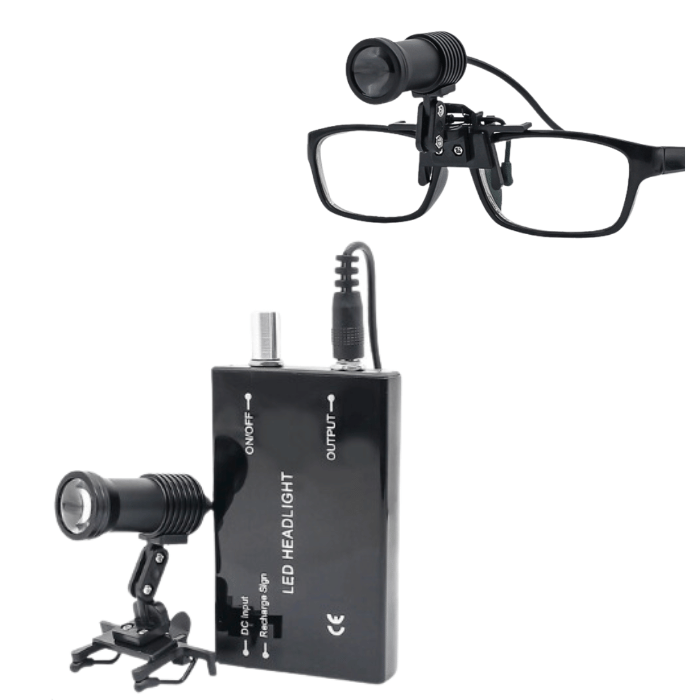 Lampe frontale X1 avec support pour utilisation avec loupes et lunettes