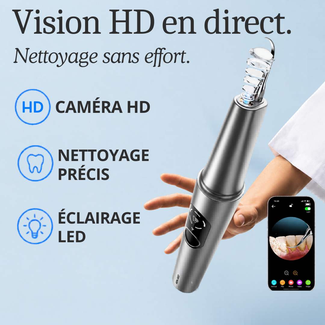 Détartreur dentaire à ultrasons avec caméra HD : vision HD en direct, nettoyage précis, lumière LED