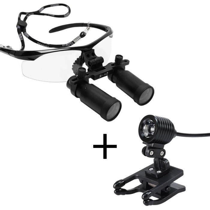 Loupe de vision macro avec lampe frontale et objectifs 4x ou 5x